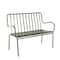44.25" Green Metal Slatted Outdoor Bench with Curved Armrests